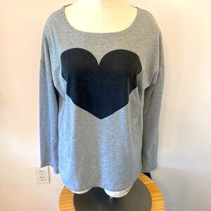 Baluoke Womens Grey LS TShirt Large Black Heart Size Large?